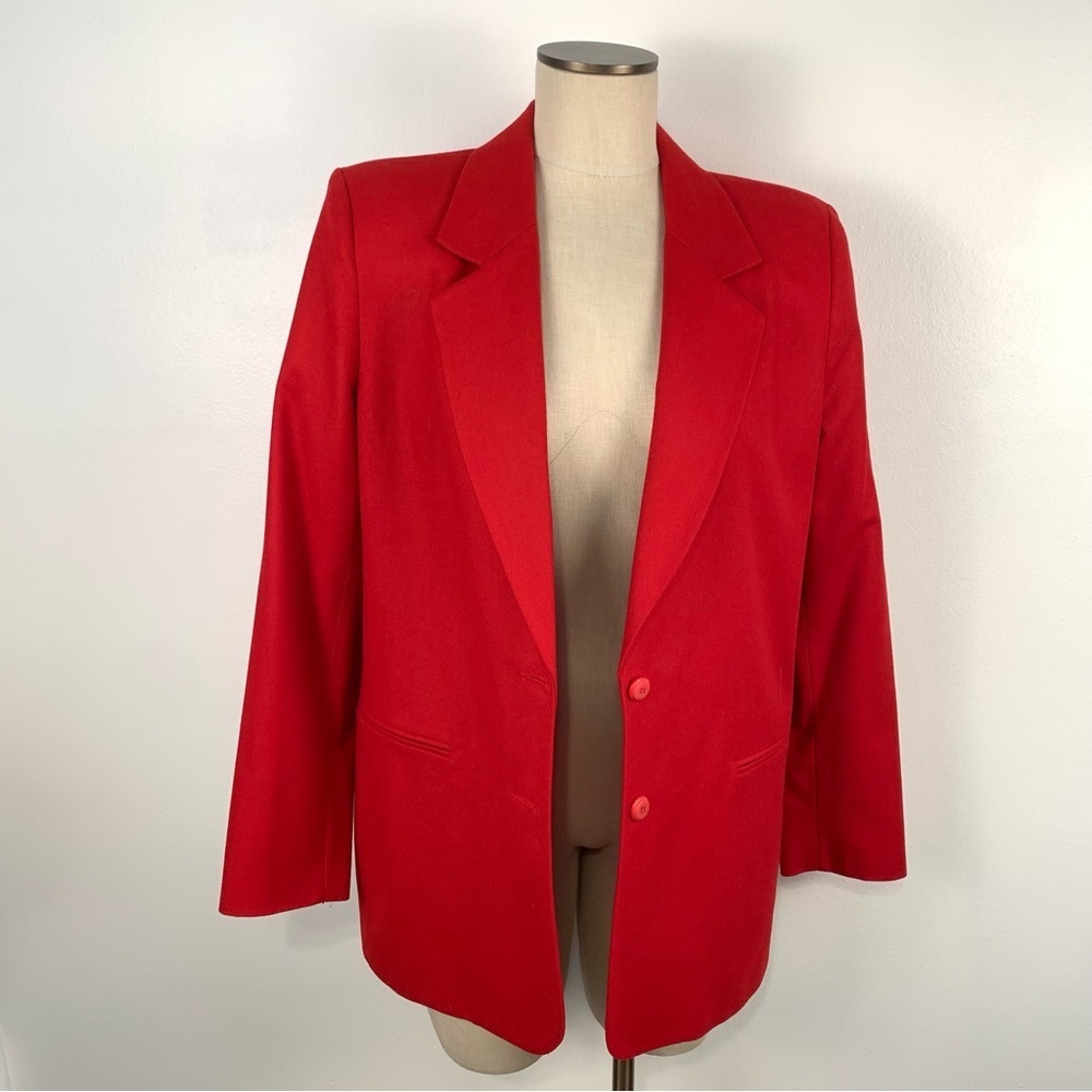 Kim Rogers Womens Red Blazer Suit Jacket Size 12 Wool Flawed